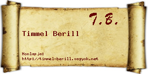 Timmel Berill névjegykártya